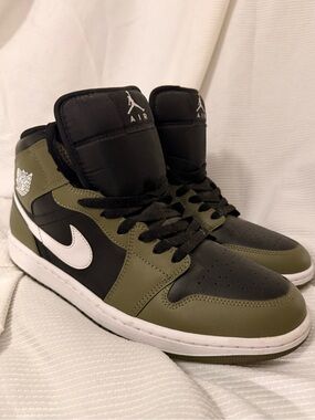 Nike Air Jordan 1 Mid Men’s Sneakers - Olive Green/Black/White
